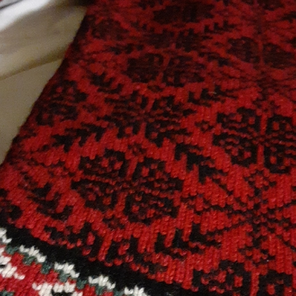 Vtg Woman L.L. Bean Nordic Red and Black Cardigan sweater. Sz M - Picture 5 of 16